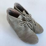 Toms  Suede Bootie Wedge Heel Lace Up Ankle Boot Size‎ 9 Shoes Beige Natur… Photo 1