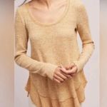 Anthropologie Saturday Sunday Wendy Waffle Knit Ruffle Trim Thermal in Mustard Photo 1