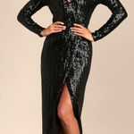 Lulus LULU’S Love Lasts Forever Black Sequin Long Sleeve Maxi Dress Photo 0