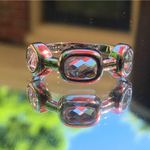 Stylish Women's Silver Ring, Round and Square Faceted Accents, Size 7 Photo 7