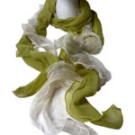 Chiffon Sheer Ruffle Scarf Green Cream Draping Boho Feminine Fairy Boho Photo 0