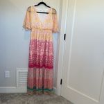 NEW House Of Harlow 1960 Ruffled Tiered Floral Metallic Maxi Dress Yellow Size XS Photo 1
