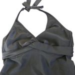 Athleta  Twist Underwire Bra Cup Tankini Black 34D/DD Tall Halter Cut Out Back Photo 1