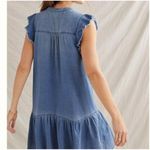 Anthropologie PILCRO  Flounced Tunic Dress Chambray Fray Hem L Photo 1