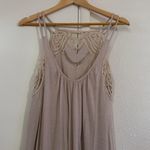 Free People  Star Lace Dress Beige‎ Stud Bead Detail Asymmetric Hem XS Photo 6