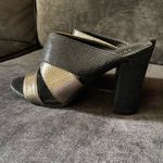 Moca Sequin Strappy Heels | Black & Silver Glam Open Toe Pumps | 8.5 Photo 4