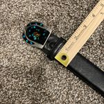 Paris Vintage Belt Navajo Inlaid Turquoise Slab Horse Shoe Belt Buckle 34” Black Photo 9