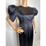 American Vintage 1980s Black Satin Evening Gown with Ivory Statement Bow unbranded small- medium Photo 4