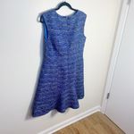 J. Crew Coco Tweed Boulce Fluted Flare Hem‎ Cobalt Blue Midi Dress Size 14 New Photo 5