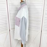 Entro  Oversized Gauze Color Block Button Up Shirt White Grey Purple Small Photo 2