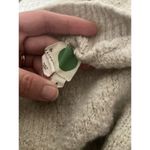 Anthropologie Green Dot Cream V-Neck Pullover Fuzzy Sweater Merino Wool Blend S Photo 4