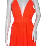 superdown  Dress Women XS Orange Fit & Flare‎ Mini Deep V Sexy Cocktails Party Photo 0