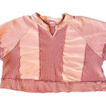 POL  Women’s Sweatshirt Medium Oversized Distressed  Boxy Mixed Media Photo 0