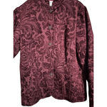 Coldwater Creek  Jacket Maroon Red Women Tapestry Button Up Long Sleeve SZ‎ M Photo 5