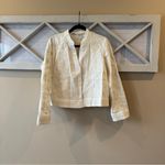 ZARA  LINEN BLEND EMBROIDERED OVERSHIRT  Medium‎ Dressy Casual Cream Floral Photo 3