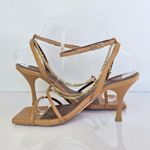 ALOHAS REVOLVE Camel Chain Strap Leather Heeled Open Square Toe Sandals Sz 7 Photo 3