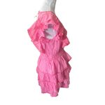 Love Shack Fancy  Corelli Ruffled Mini Dress Tiered Large Hot Pink Cherry NWT Photo 1
