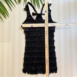 Adore Me Black Fringe Mini Costume Dress w/ Bow Tie Back – Size M, NWT Photo 4