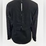 Tibi  Black Layer Blouse W Sheer  Long Sleeves Button Back  Silk Top Wool Size 4 Photo 2