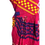 Sangria Pink Babydoll Formal Short Kurti Faux Wrap Tunic XL Boho Peasant Hippie Photo 3