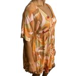 Andree by Unit Retro Dress Women's Orange Abstract Print Short Sleeve V Neck Mini Photo 7