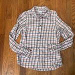 Columbia  Plaid Button Down Shirt Orange Grey Women’s Small Outdoors Hiking Fall‎ Photo 0