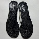City Streets  Women's Flat Glitter Black Shiny Shimmer Glitter Sandals Sz 7 Photo 1