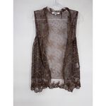 Vitrin Design Lace Vest Womens Large Brown Whimsical Floral Fall Hippie Boho Photo 1
