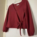 Madewell  Texture & Thread Crepe Wrap tie Crimson red blouse Top Size XS Photo 2