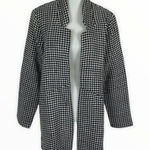 Caslon  Medium Black White Houndstooth Open Front Long Sleeve Lightweight Jacket Photo 0