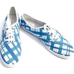 City Sneaks Sky Blue White Plaid Canvas Sneakers Size 9 Photo 4