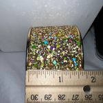 Gold Tone Large Chunky Iridescent Sparkle‎ Cuff Bracelet Photo 9