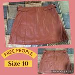 Free People π©·π©· Tan Honey Leather A-Line Skirt vegan size 10ππ Photo 1