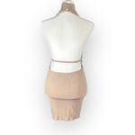 Aya Muse Tipo Mini Dress Women's Small Beige Cowl Neck Open Back Halter $650 Tan Photo 2