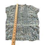 Anokhi Blouse XS Blue Indian Cotton Block Button Shirt Boho Hippie Ruffle #BB1 Photo 3