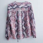 Lovers + Friends Snakeskin Keyhole Long Sleeve Lightweight Blouse Photo 3