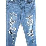 American Eagle  Womens Jeans Tomgirl Button Fly Medium Wash Distressed 4 Photo 0