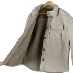 Avec Les Filles  Button Front Boyfriend‎ Shacket in Beige Oat Melange, Size Small Photo 9
