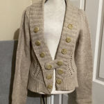 Charlie & Robin Knit Cardigan Sweater Jacket Beige Double Button L Cozy Wool Tan Size L Photo 0