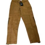 Chaser women’s Cargo Pants ankle Zip Pockets soft brown small casual preppy Photo 0