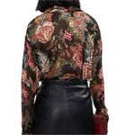 The Kooples  Silk Bollywood Black Gold Metallic Floral Print Sheer Blouse small Photo 1