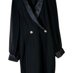 Tahari Satin Trim Blazer Dress Womens 12 Black Classic Formal Old Money Photo 0