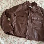 And Now This brown faux leather boxy cropped jacket trendy fall size medium Photo 1