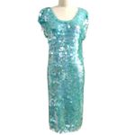 VTG Norma Kamali Iridescent Paillette Dress 1980s Mermaid Glam Disco Era S Green Photo 1