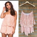 Lovers + Friends  Kristine Pink Lace Romper Photo 1