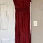 Current Air Smocked Pleated Jumpsuit Satin Women V-Neck Orange Rust Cap Sleeve Photo 8