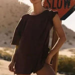 Free People Movement  Hot Shot Tee Romper in Dark Espresso Size XS Photo 0