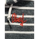 Obey  Gray/White Zip Up Sweatshirt Size XS Striped Long Sleeve Embroidered Logo Photo 1