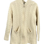 Aran Crafts Ireland Wool Cable Knit Full Zip Hooded Cardigan Sweater XL Photo 0