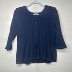Laura Scott  Petite Large Blue Cable Knit Button Front Cardigan Sweater Photo 0
